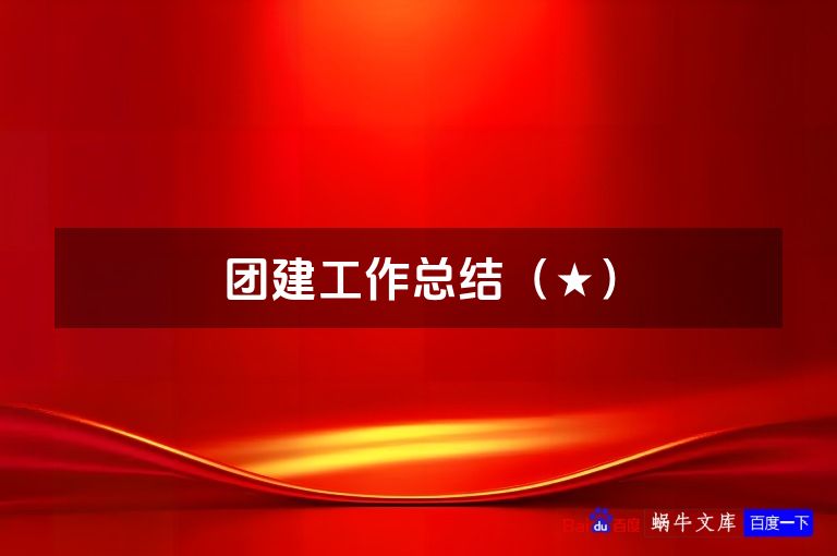 团建工作总结(★)