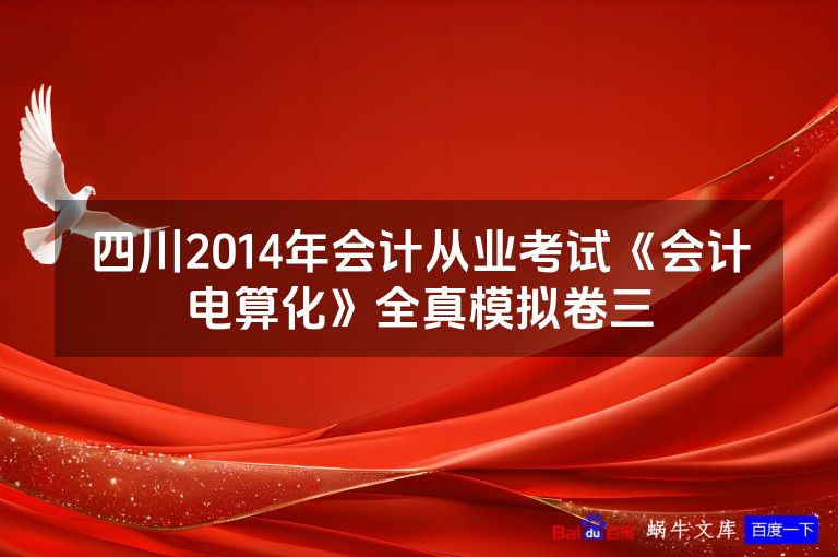四川2014年会计从业考试《会计电算化》全真模拟卷三