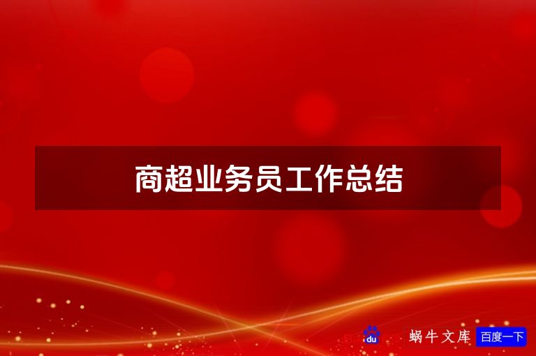 商超业务员工作总结