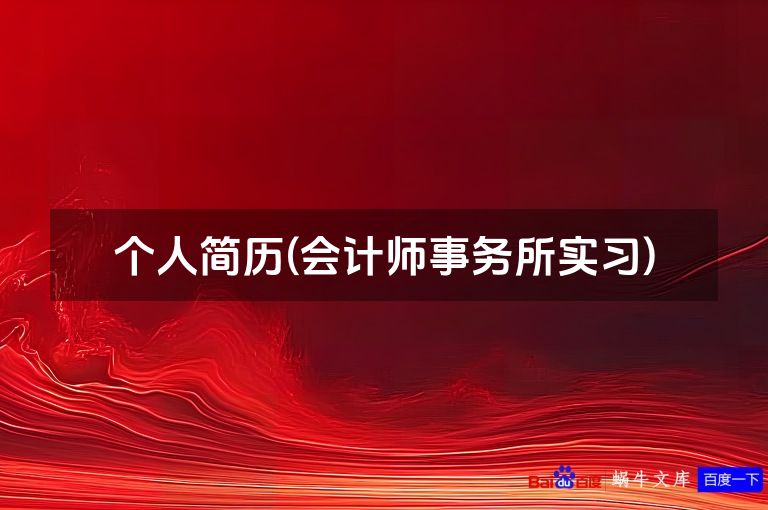 个人简历(会计师事务所实习)