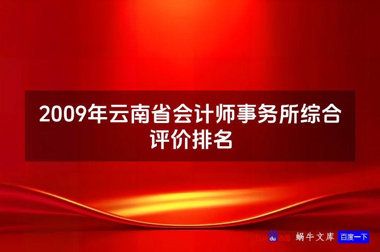 2009年云南省会计师事务所综合评价排名