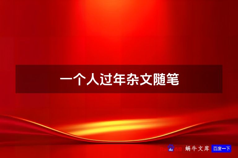 一个人过年杂文随笔