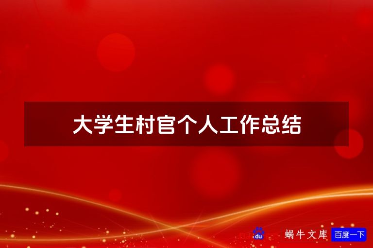大学生村官个人工作总结
