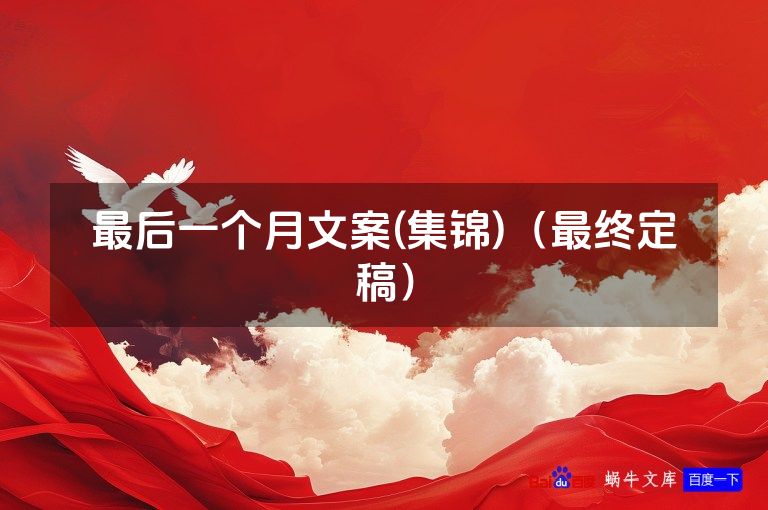 最后一个月文案(集锦)（最终定稿）