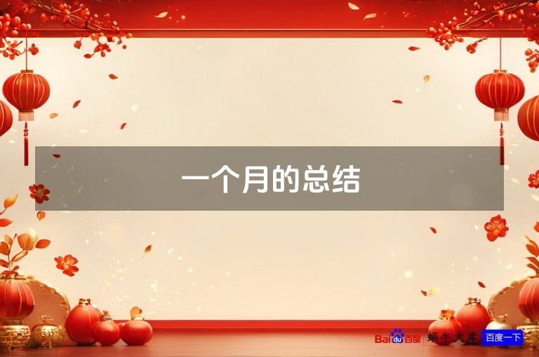 一个月的总结