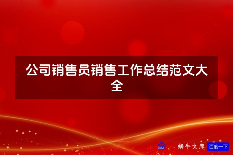 公司销售员销售工作总结范文大全