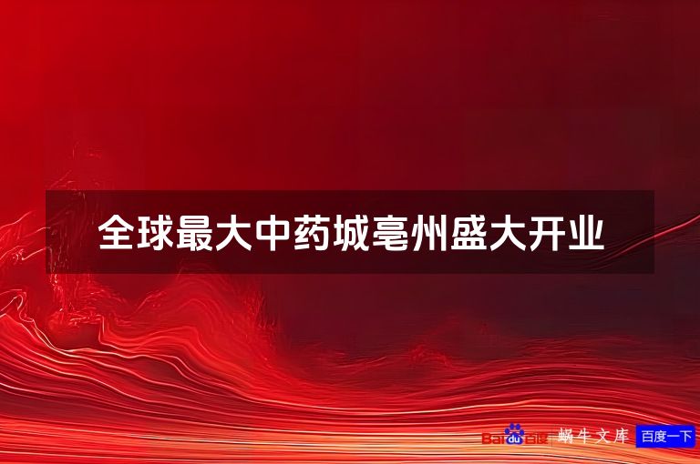 全球最大中药城亳州盛大开业
