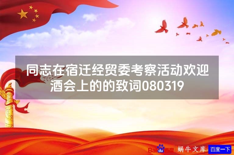 同志在宿迁经贸委考察活动欢迎酒会上的的致词080319