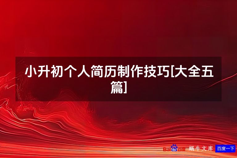 小升初个人简历制作技巧[大全五篇]