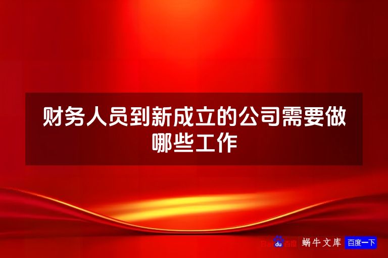 财务人员到新成立的公司需要做哪些工作