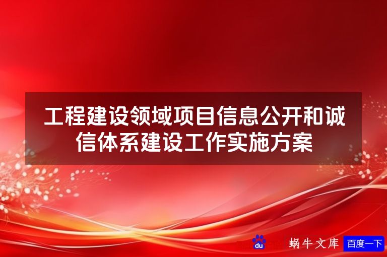 工程建设领域项目信息公开和诚信体系建设工作实施方案