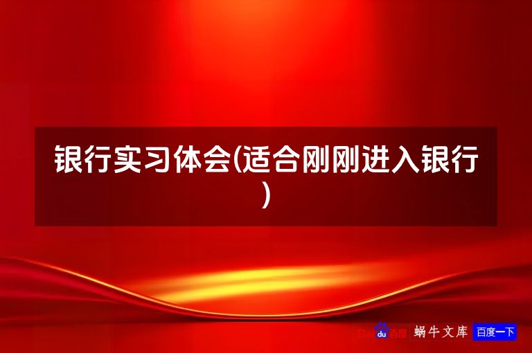 银行实习体会(适合刚刚进入银行)