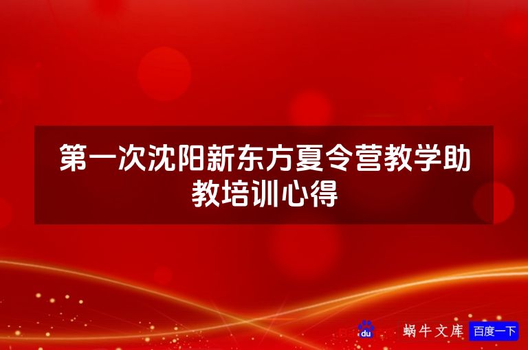 第一次沈阳新东方夏令营教学助教培训心得