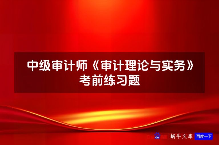中级审计师《审计理论与实务》考前练习题