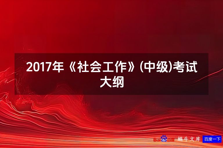 2017年《社会工作》(中级)考试大纲