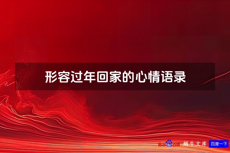 形容过年回家的心情语录