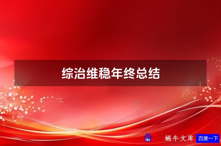 综治维稳年终总结