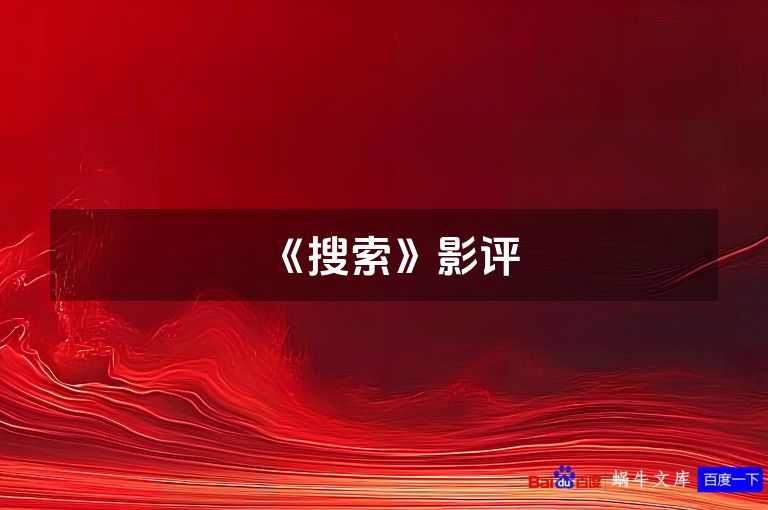 《搜索》影评