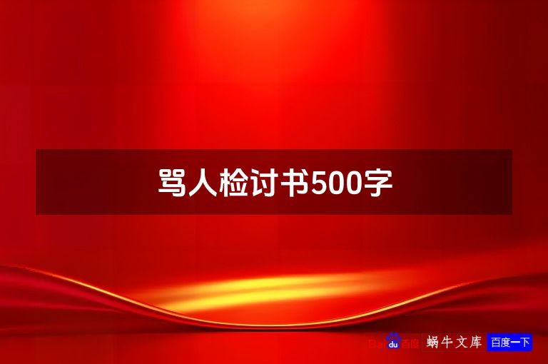 骂人检讨书500字