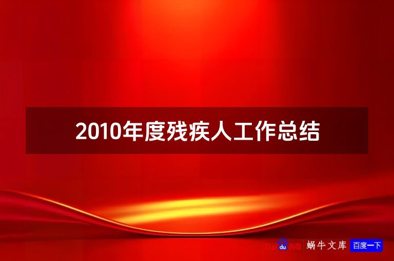 2010年度残疾人工作总结