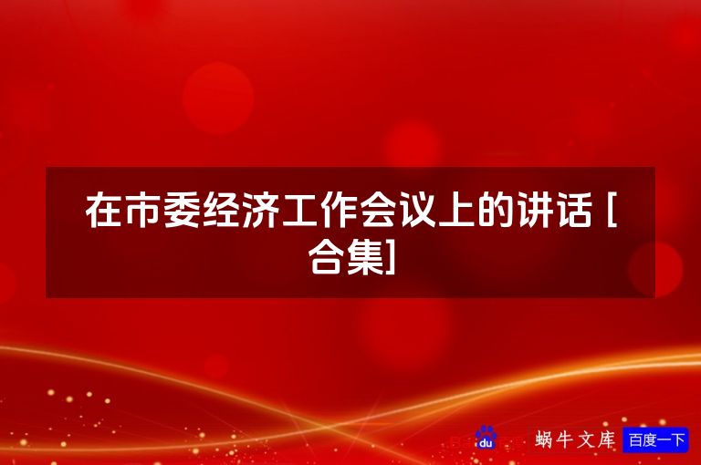 在市委经济工作会议上的讲话 [合集]