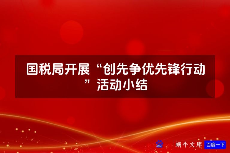 国税局开展“创先争优先锋行动”活动小结