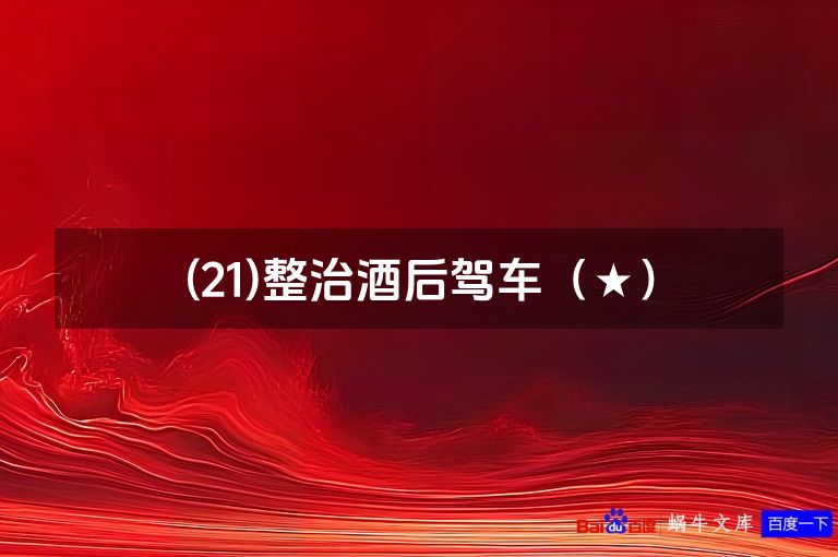 (21)整治酒后驾车(★)