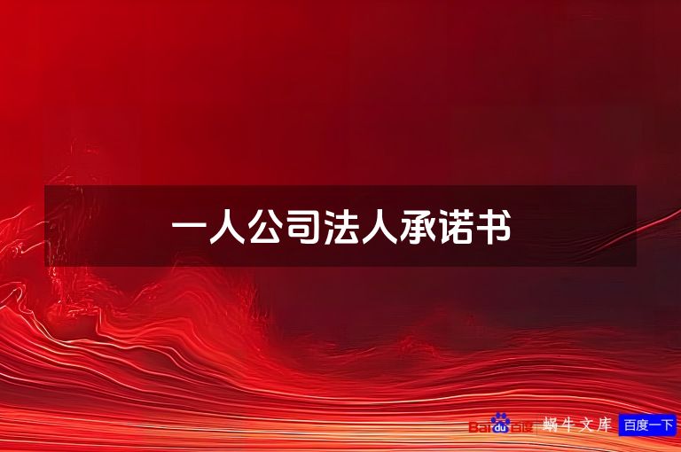 一人公司法人承诺书