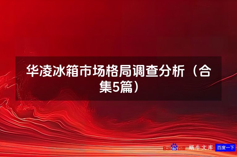 华凌冰箱市场格局调查分析（合集5篇）
