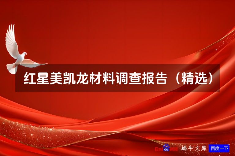 红星美凯龙材料调查报告（精选）