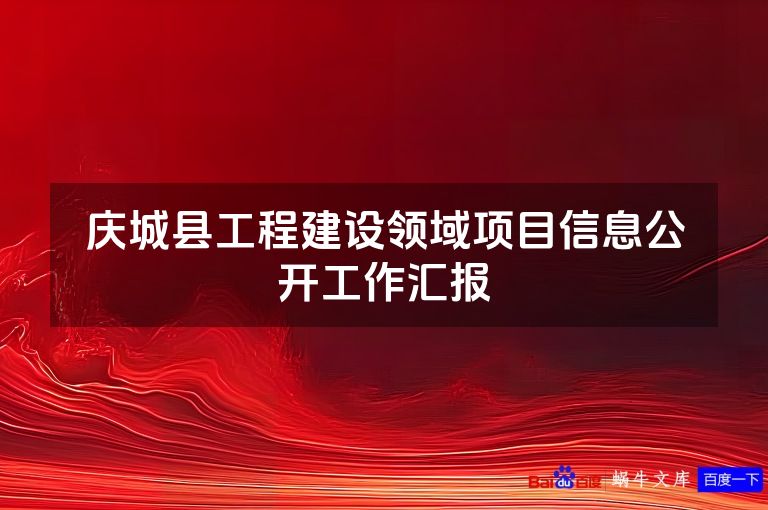 庆城县工程建设领域项目信息公开工作汇报