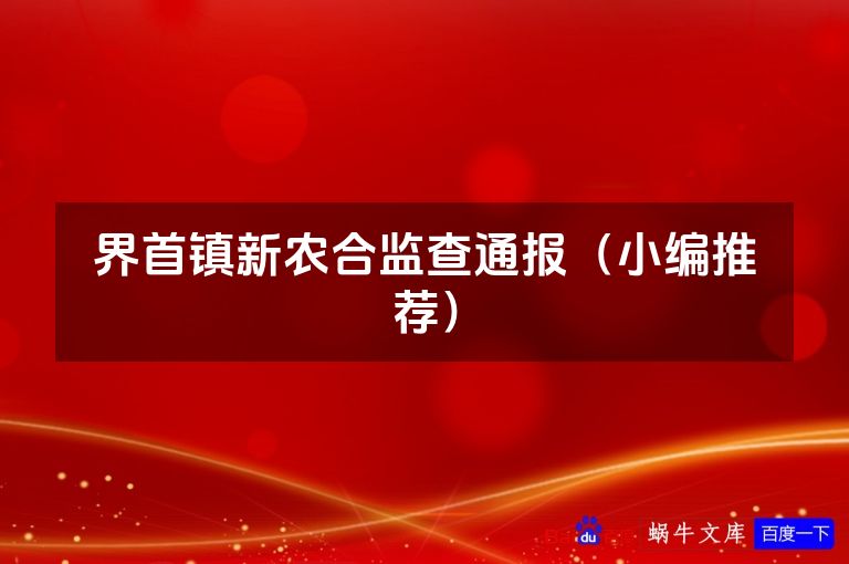 界首镇新农合监查通报（小编推荐）
