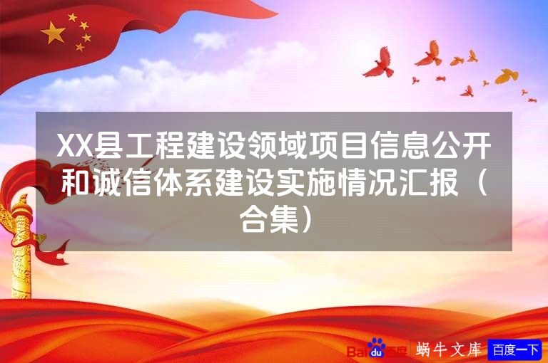 XX县工程建设领域项目信息公开和诚信体系建设实施情况汇报(合集)