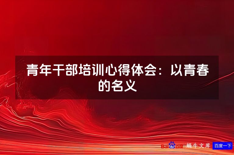 青年干部培训心得体会：以青春的名义
