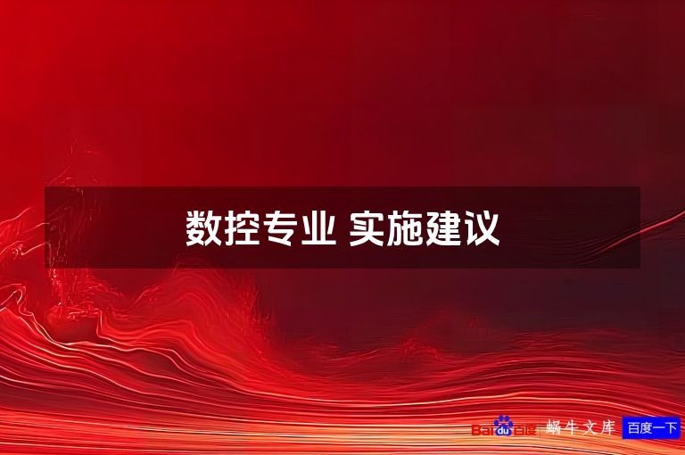 数控专业 实施建议