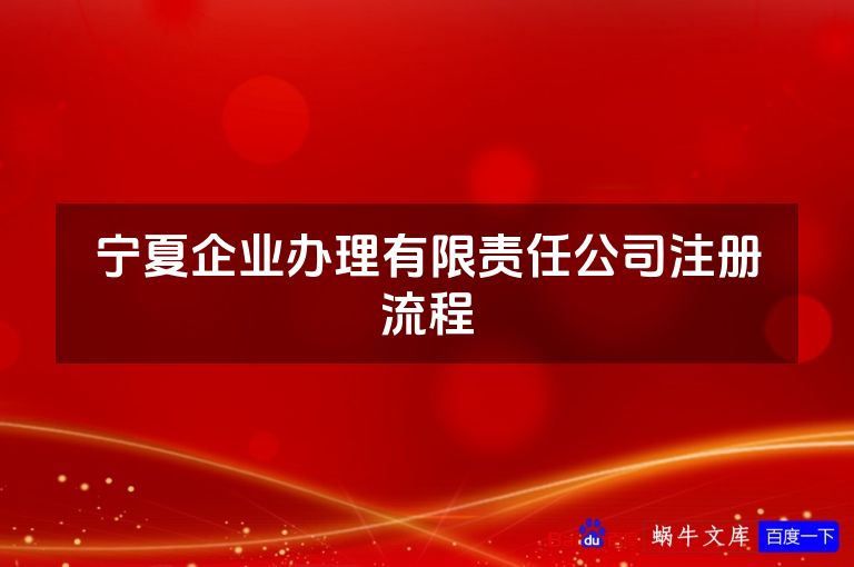 宁夏企业办理有限责任公司注册流程