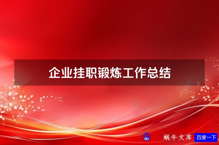企业挂职锻炼工作总结