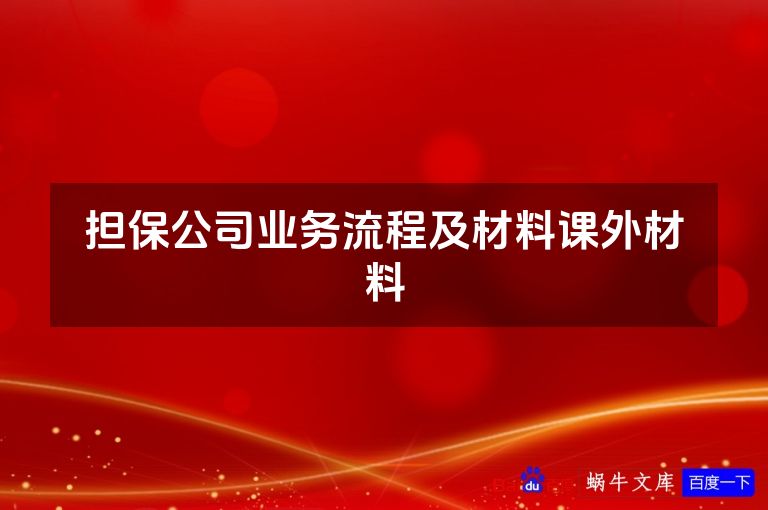 担保公司业务流程及材料课外材料