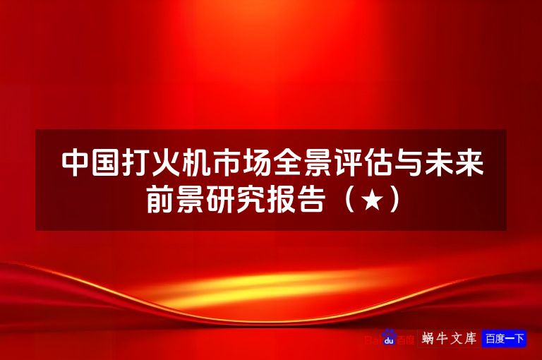 中国打火机市场全景评估与未来前景研究报告(★)