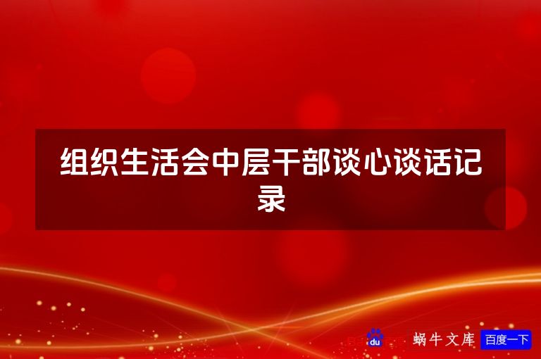 组织生活会中层干部谈心谈话记录
