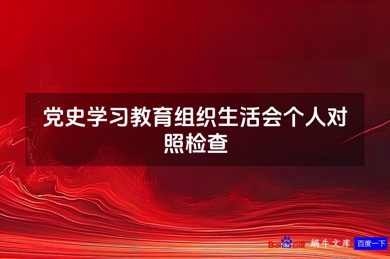 党史学习教育组织生活会个人对照检查