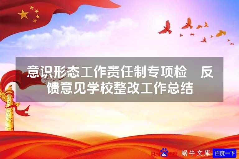 意识形态工作责任制专项检査反馈意见学校整改工作总结