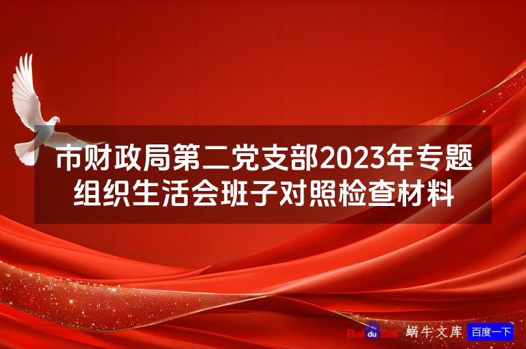 市财政局第二党支部2023年专题组织生活会班子对照检查材料