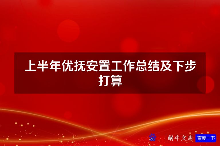 上半年优抚安置工作总结及下步打算