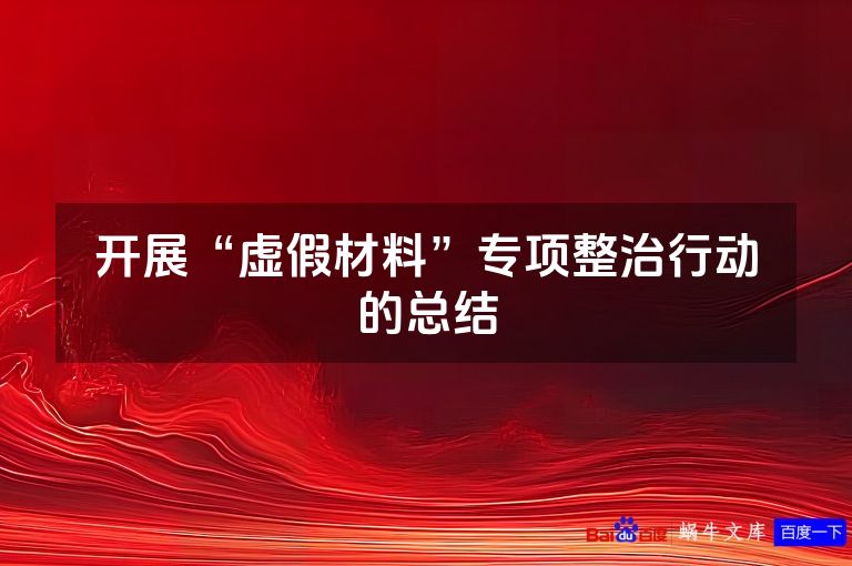 开展“虚假材料”专项整治行动的总结