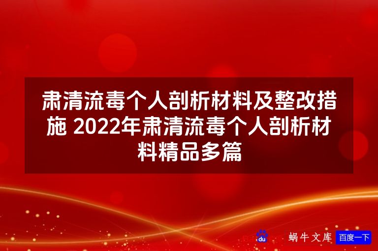 肃清流毒个人剖析材料及整改措施 2022年肃清流毒个人剖析材料精品多篇