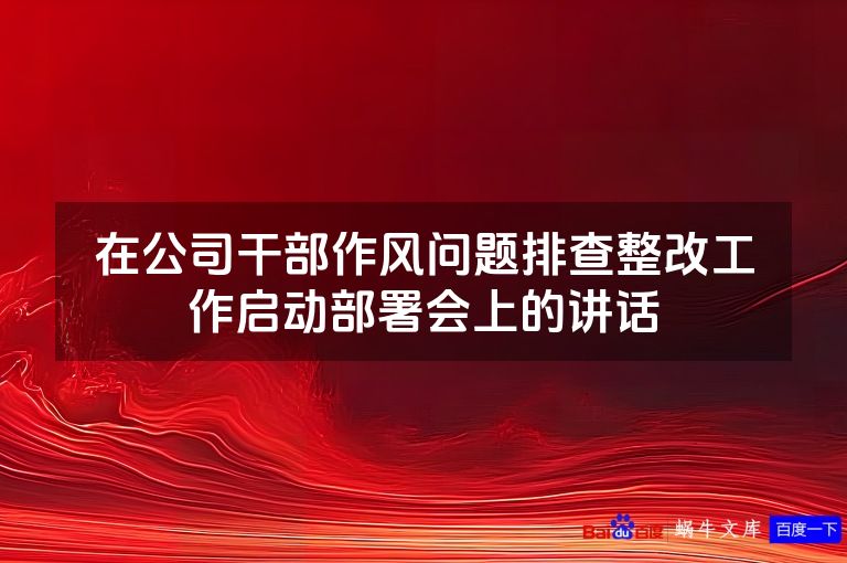 在公司干部作风问题排查整改工作启动部署会上的讲话