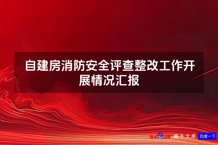 自建房消防安全评查整改工作开展情况汇报