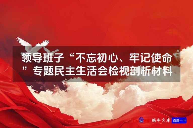 领导班子“不忘初心、牢记使命”专题民主生活会检视剖析材料