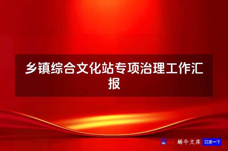 乡镇综合文化站专项治理工作汇报